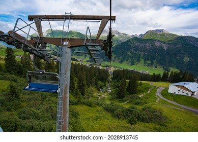 Ski Lifts In Summer. View Over Lech. In Lech Austria August 2021