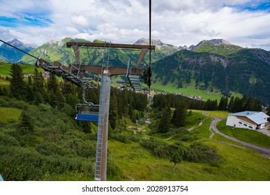 Ski Lifts In Summer. View Over Lech. In Lech Austria August 2021