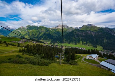 Ski Lifts In Summer. View Over Lech. In Lech Austria August 2021