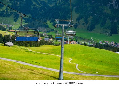 Ski Lifts In Summer. View Over Lech. In Lech Austria August 2021