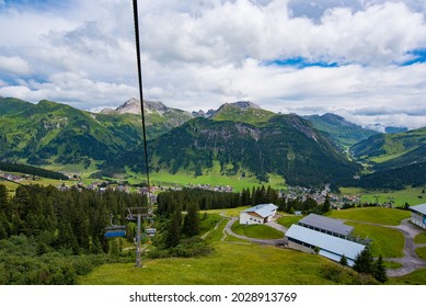 Ski Lifts In Summer. View Over Lech. In Lech Austria August 2021