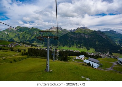 Ski Lifts In Summer. View Over Lech. In Lech Austria August 2021