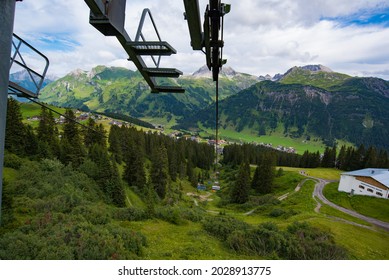 Ski Lifts In Summer. View Over Lech. In Lech Austria August 2021