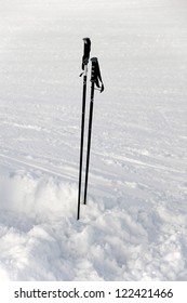 Ski Poles In The Snow