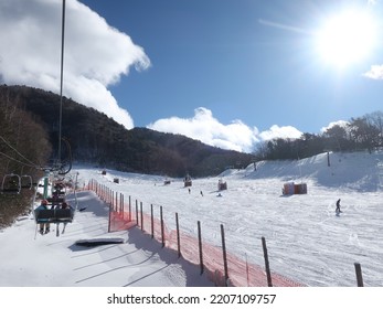 A Ski Resort With Bright Sunshine And Fine Weather