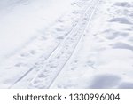 Ski run in the forest in perspective