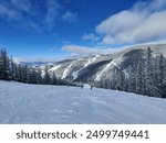 Ski Runs at Ski Resort with Skiiers and Snowboarders