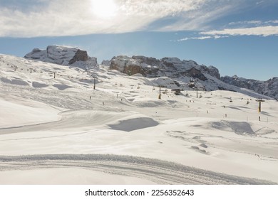 Ski slopes of Madonna di Campiglio. Alpine Ski resort of Trentino Alto Adige into Dolomiti di Brenta Park. Italy