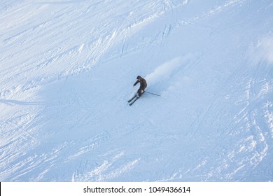 Ski slopes with skiers