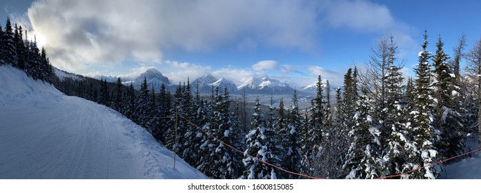 Ski Trail With View At Lake Louise Ski Resort Near Banff, Canada