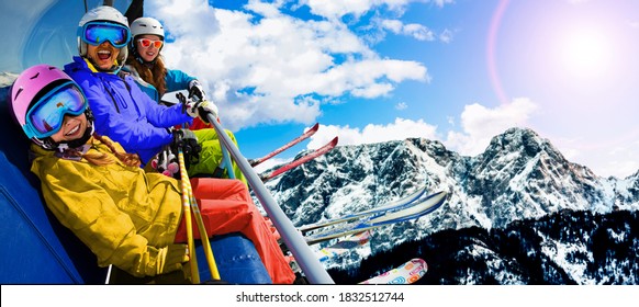 Ski In Zakopane, Groomed Ski Track Under Giewont, Tatry, Poland.