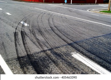 Skid Marks On A Road