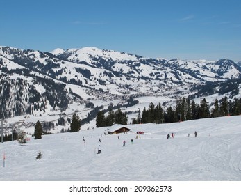 Skier In The Ski Area Eggli, Gstaad, Switzerland