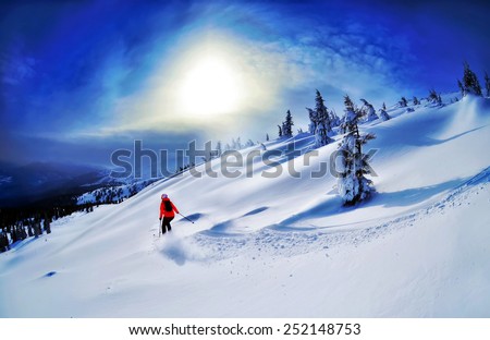 Similar – Skiparadies Tiefschnee