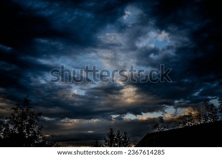 Skies Clouds Sunset Light Shaft Nature Contrast Rain 