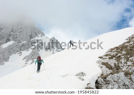 Similar – Hiker on the Zugspitze