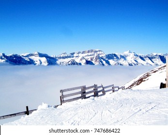 Skiing Above The Clouds At Lake Louise Ski Resort, Banff National Park, Alberta 