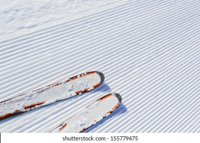 Skiing Background - Fresh Snow On Ski Slope