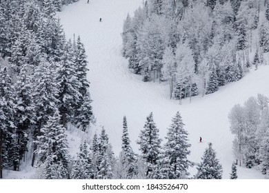 Skiing at Deer Valley, Utah, near Salt Lake City during ski season..