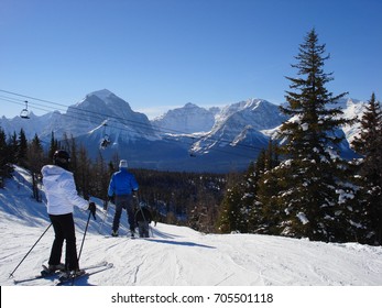Skiing Down Lake Louise - Alberta Canada - Winter Scene
