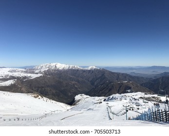 Skiing At El Colorado Ski Resort. Lo Barnechea, Chile.