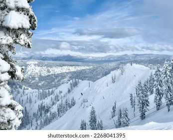 Skiing at Palisades in Tahoe California - Shutterstock ID 2268041395