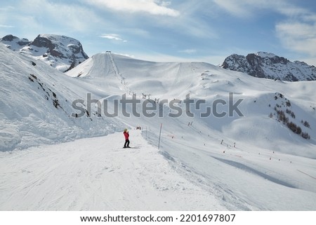 Skiing slope in the French Alpes, Pra Loup Foto stock © 