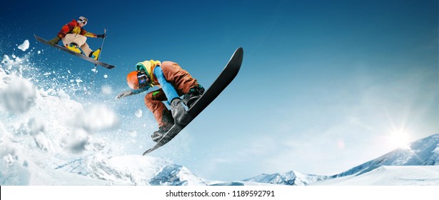 Skiing. Snowboarding. Extreme Winter Sports.