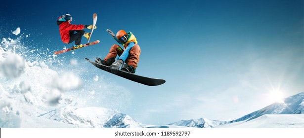 Skiing. Snowboarding. Extreme Winter Sports.