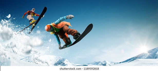 Skiing. Snowboarding. Extreme Winter Sports.