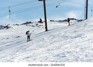 Skiing And Snowboarding At Glencoe Mountain Resort Scotland, March 22nd 2022. 