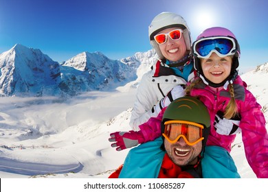 Skiing, Winter Fun - Happy Family Ski Team