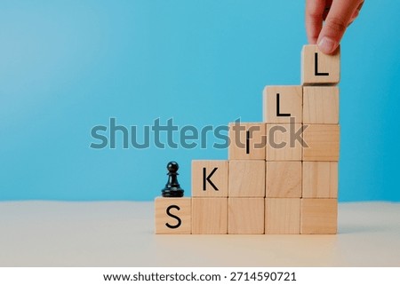Skill development and career progression concept representing step by step learning, capability building, professional growth, and continuous improvement toward higher competence.