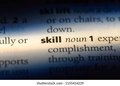 skill word in a dictionary. skill concept.