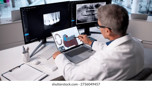 Skilled Dentist Using 3D Imaging On Dental Patient