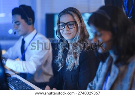Skilled IT help desk pro headset equipped calmly troubleshoots user issue late night Remote assistance diagnostics fix software network problems fast secure reliable support now achieved.