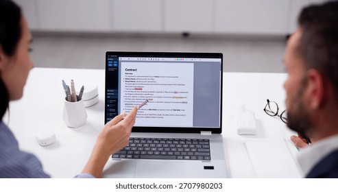 Skilled Online Editor Correcting Errors In Text Manuscript For Book.