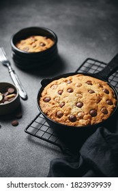 Skillet Cookie On The Dark Background