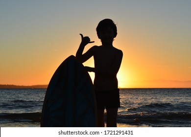 Skimboard At Sunset In Buzios, Brazil