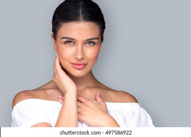 Skin Care Beautiful Cosmetic Make Up Mixed Race Model Full Lips Tan Olive Skin Latina Hispanic