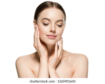 Skin care woman face with healthy beauty skin face closeup cosmetic age concept - Shutterstock ID 1265901643