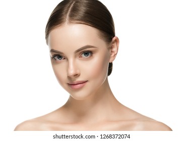Skin care woman healthy skin face closeup beauty female model girl - Shutterstock ID 1268372074