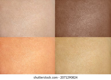 Skin of different color close up, macro, horizontal position