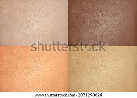 Skin of different color close up, macro, horizontal position
