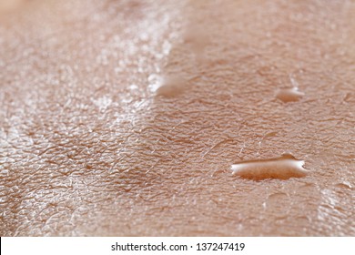 Skin sweated close up