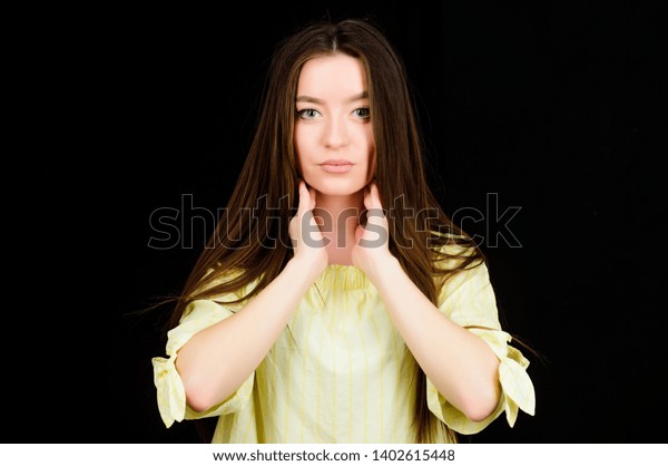 Skincare Cosmetics Makeup Pretty Woman Brunette Stock Photo Edit
