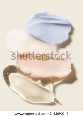 Skincare cream with various materials and colors