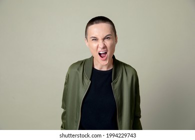 Skinhead Woman In Studio Shoot Mockup