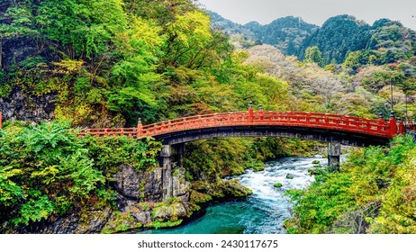 Skinkyo Bridge World Heritage site in 1999,The bridge belongs to Nikko Futarasan-jinja Shrine.