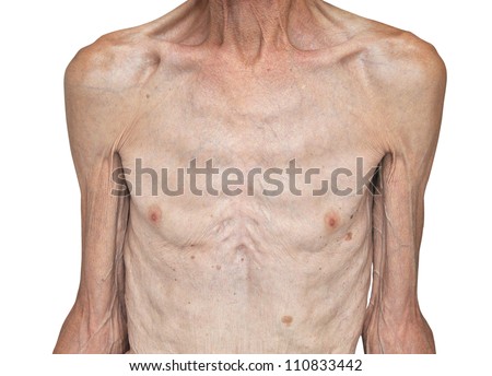 Skinny male torso. Isolated on white background